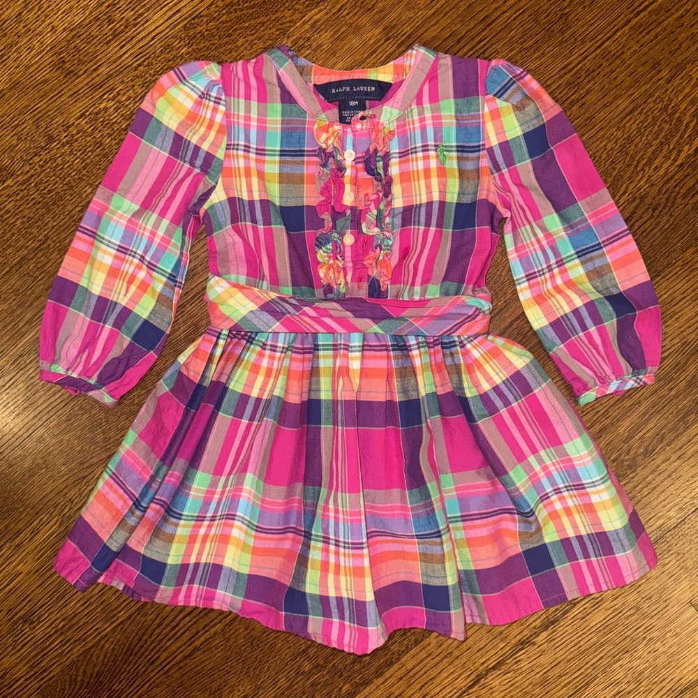 Ralph Lauren long sleeve plaid dress - 18 months
